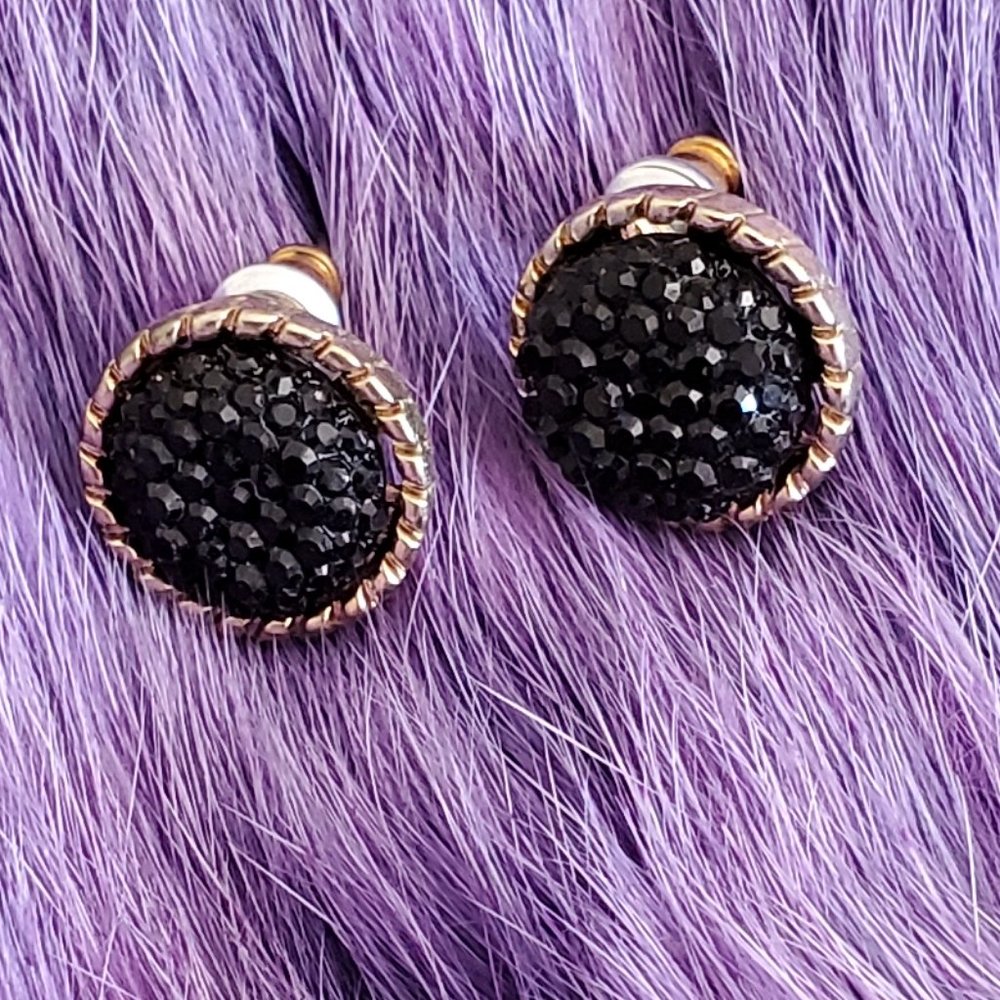 Betsey Johnson Black Rhinestone Stud Earrings